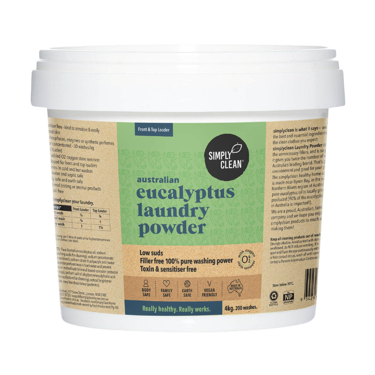 Eucalyptus Laundry Powder (FRONT & TOP) 1 KG / 4 KG / 15 KG