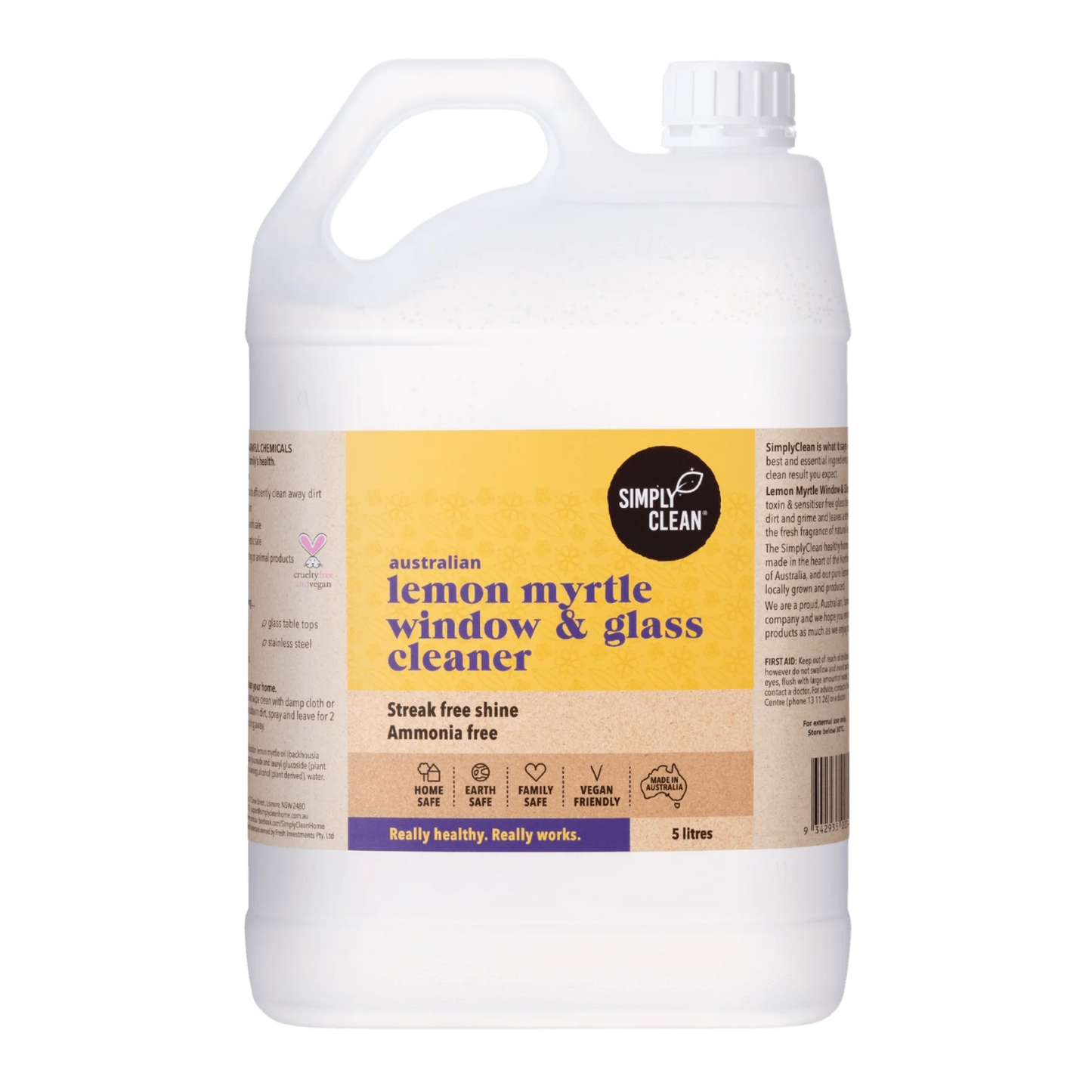 Lemon Myrtle Window and Glass Cleaner : 500 mL / 5 Litres