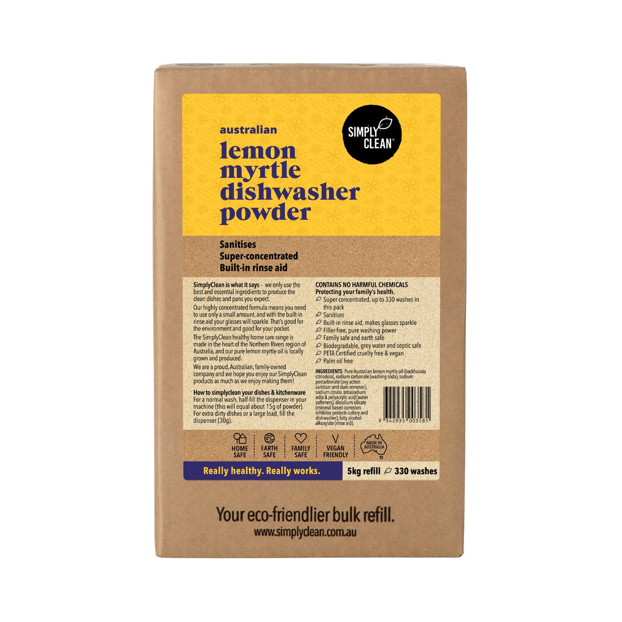 Lemon Myrtle Dishwasher Powder 1 KG / 5 KG / 15 KG