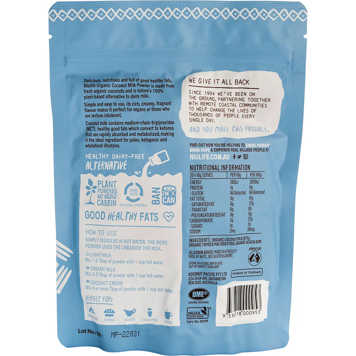 Organic Coconut Milk Powder : 200g (AVAILABLE NOW)