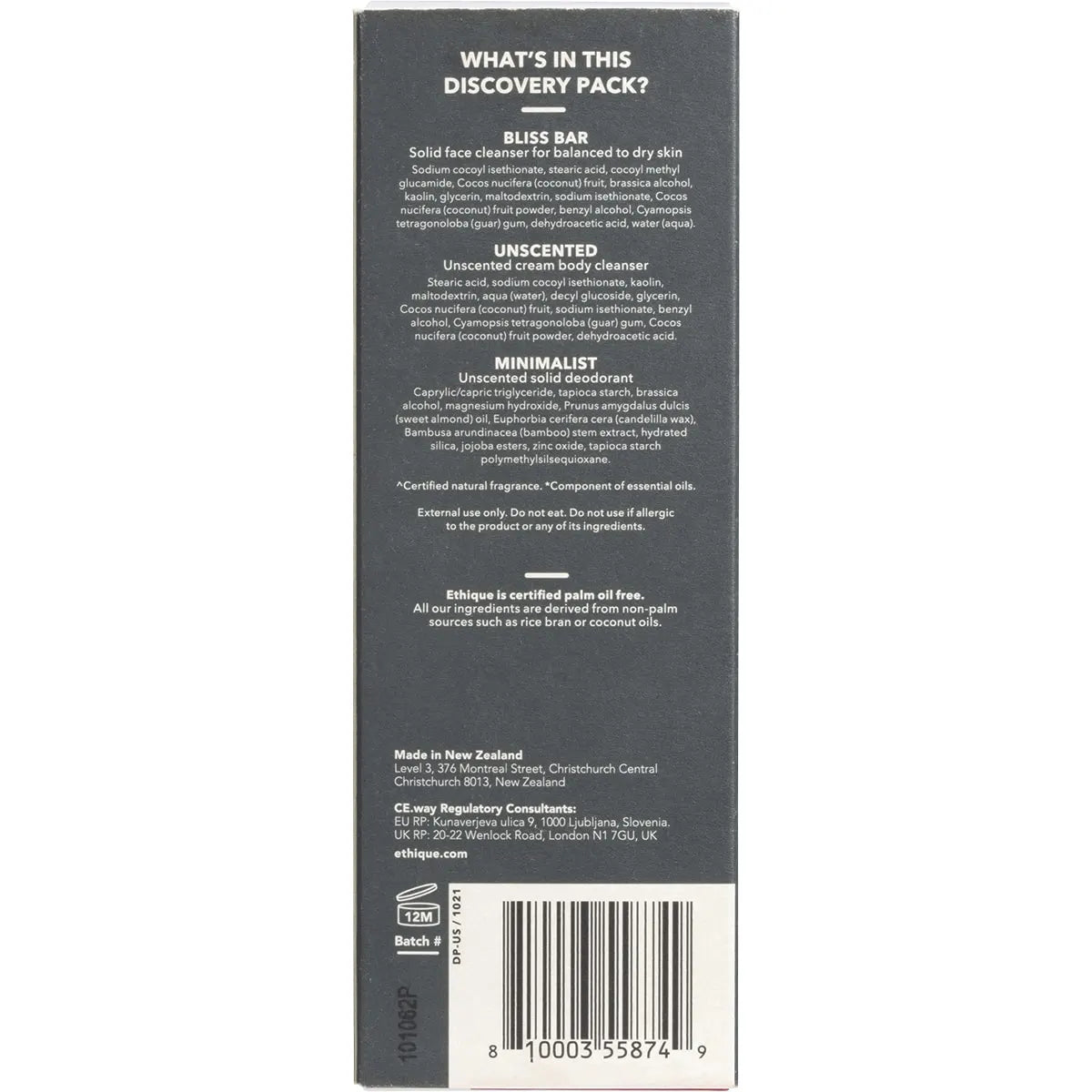 Unscented Discovery Pack : 3 x 15g Mini Bars (Face Cleanser, Body Cleanser, Deodorant)