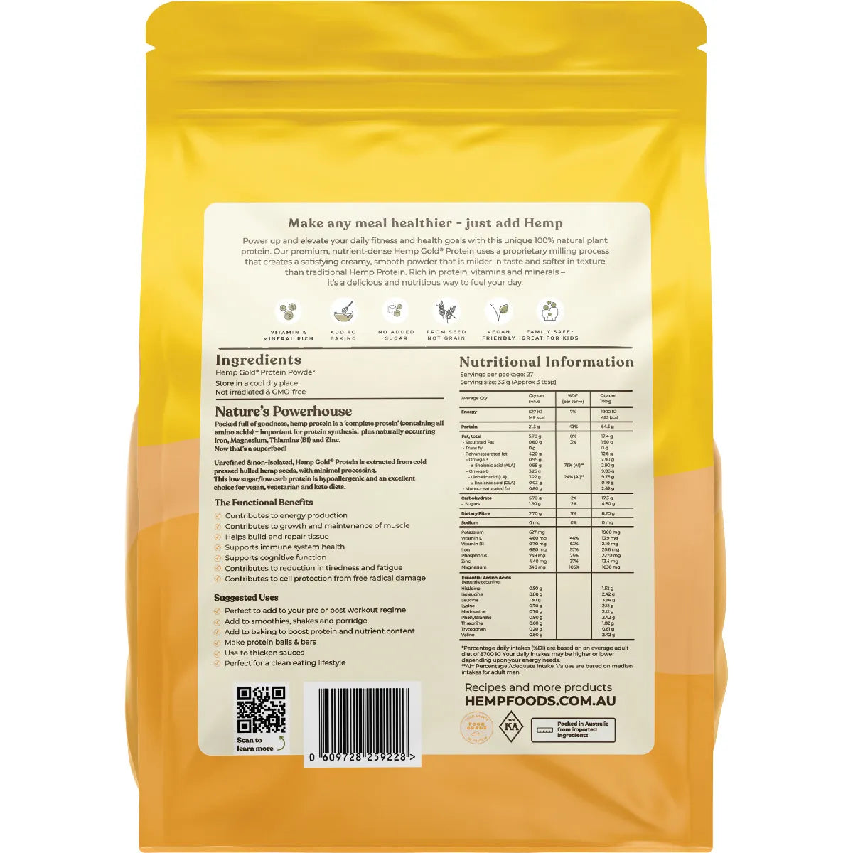 Organic Hemp Protein Powder : 900g / 1.5 Kg