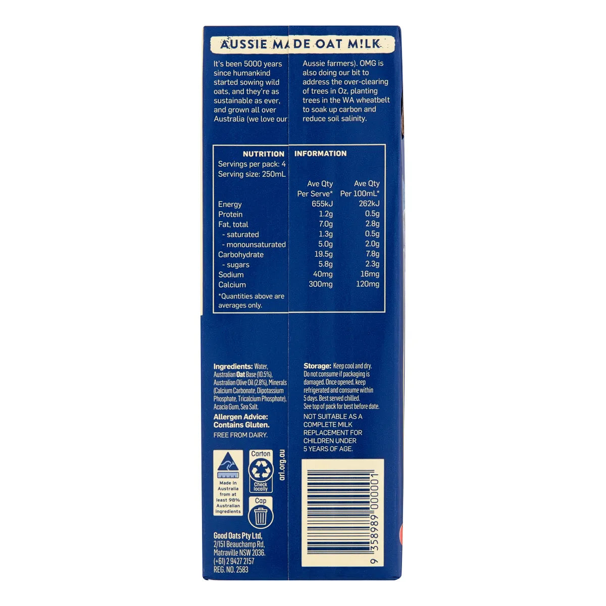 SPECIAL ORDER (5 BUSINESS DAYS) Oat Milk Barista : 5 Cartons (8x1L) = 40 Litres TOTAL