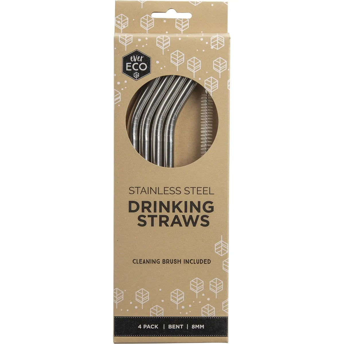 Bent Stainless Steel Straws : 4 Pack