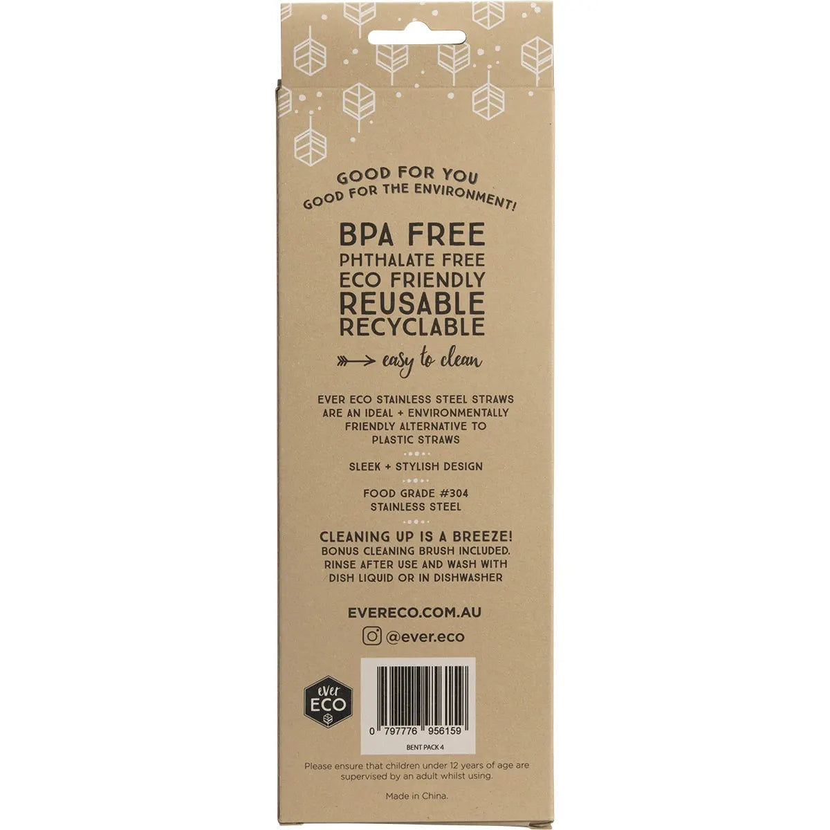 Bent Stainless Steel Straws : 4 Pack