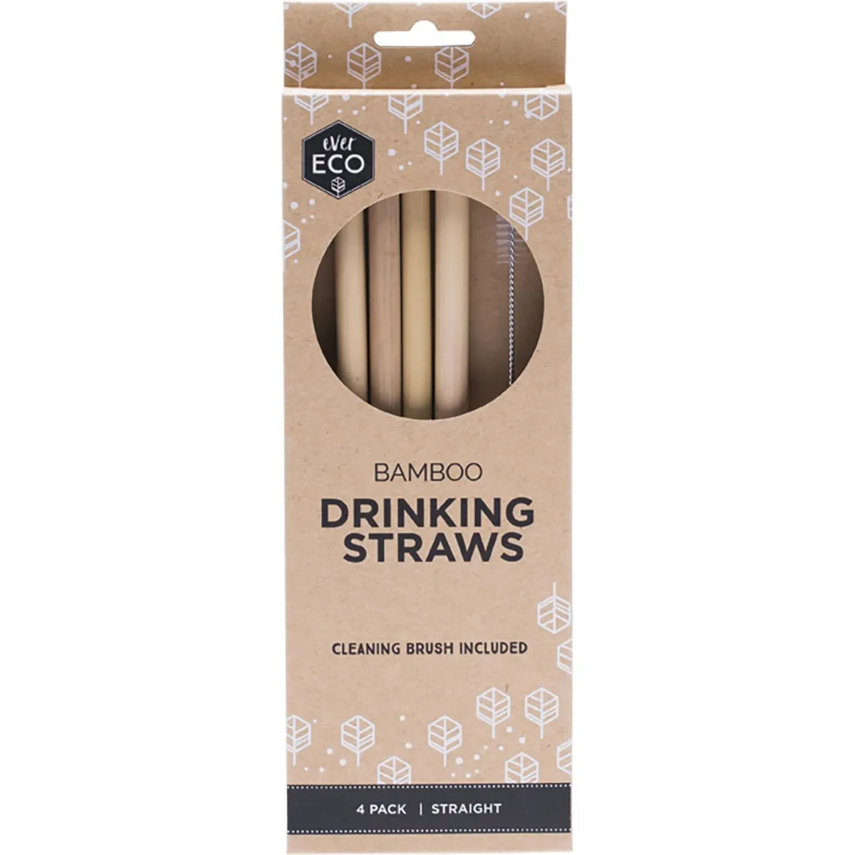Bamboo Straight Straws : 4 Pack