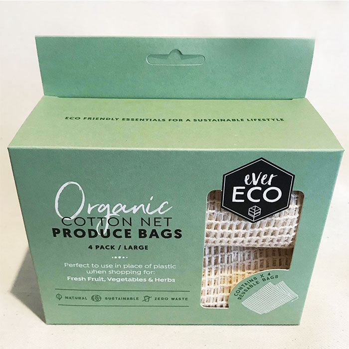 Organic Cotton Net Produce Bags : 4 Large
