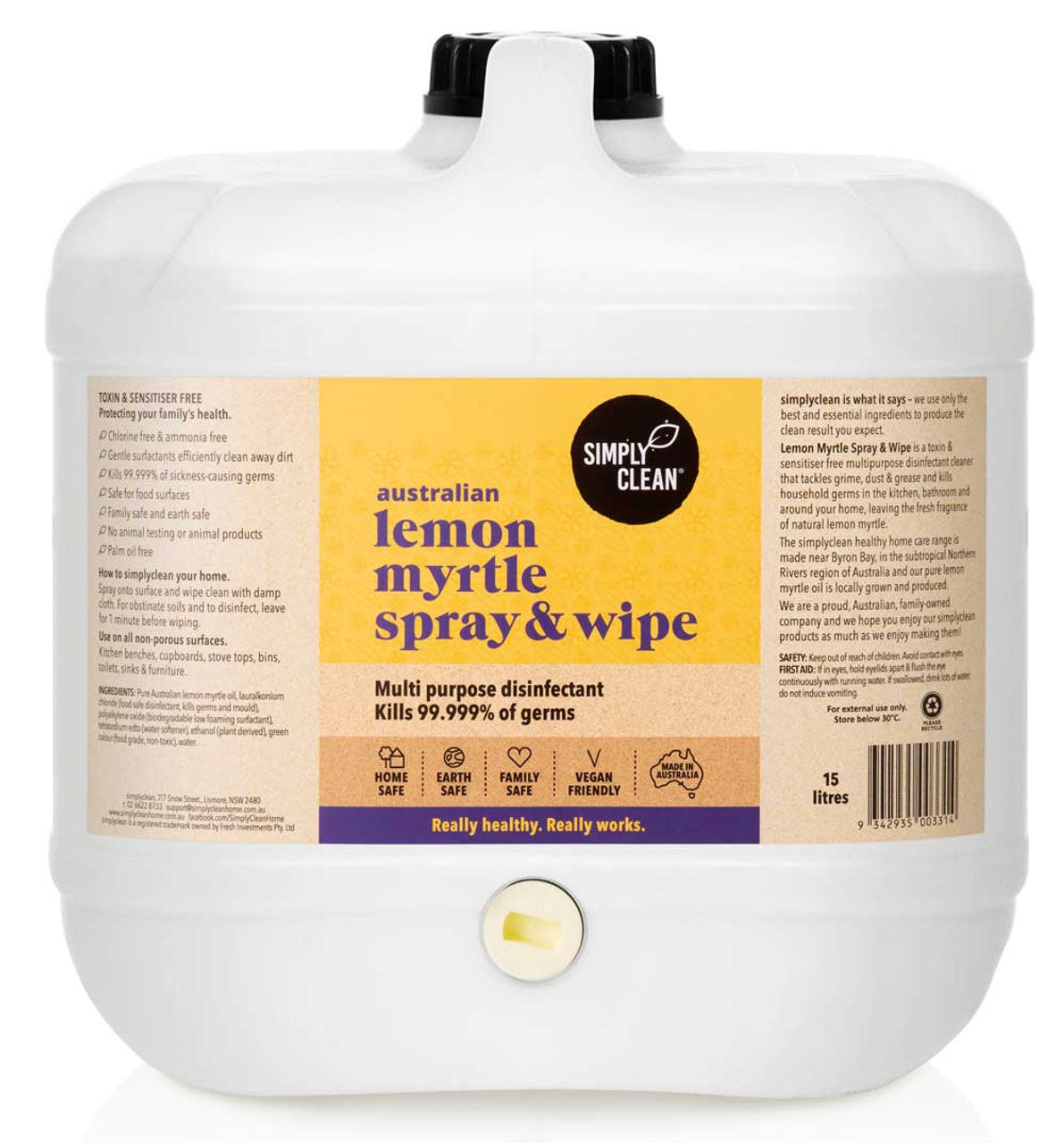 Lemon Myrtle Spray & Wipe : 5 Litres / 15 Litres