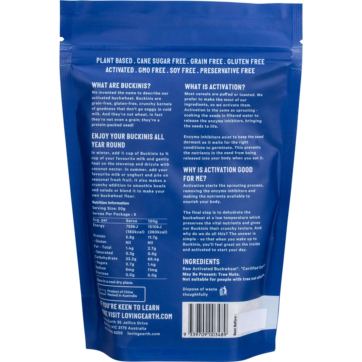 Organic Buckinis Activated Buckwheat : 450g