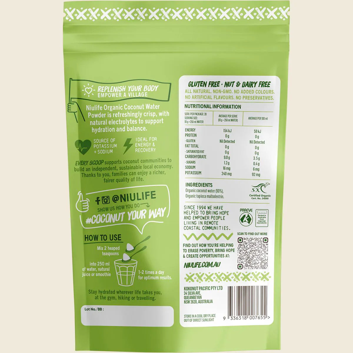 Organic Coconut Water Powder : 200g (Makes 5 Litres)
