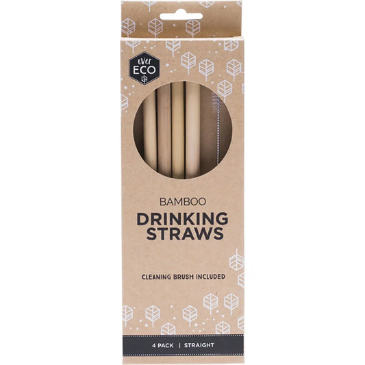 Bamboo Straight Straws : 4 Pack