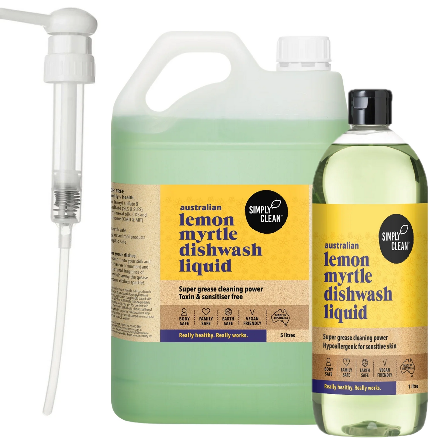 Lemon Myrtle Dishwashing Liquid BUNDLE: 6 Litres Total + Pump