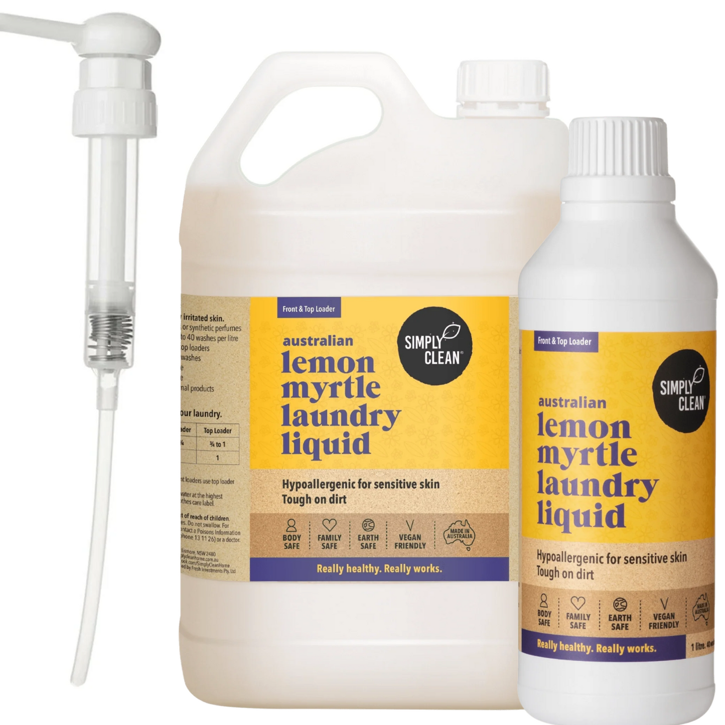 Lemon Myrtle Laundry Liquid BUNDLE: 6 Litres Total + Pump