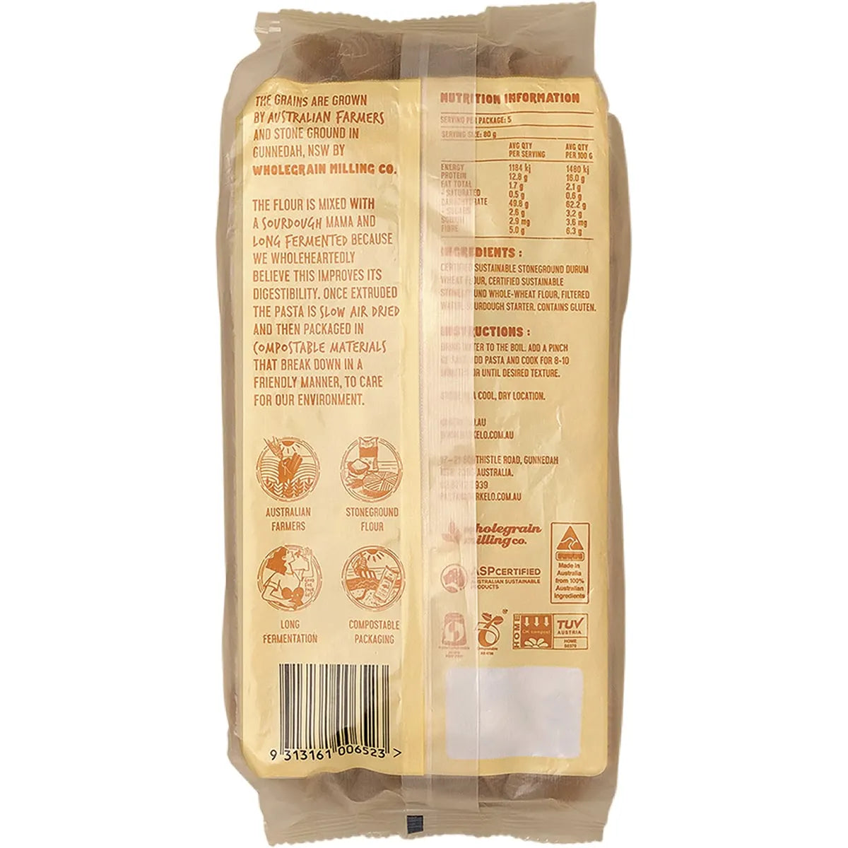 Sourdough Pasta (Compostable Packaging) : Wholewheat Penne 400g