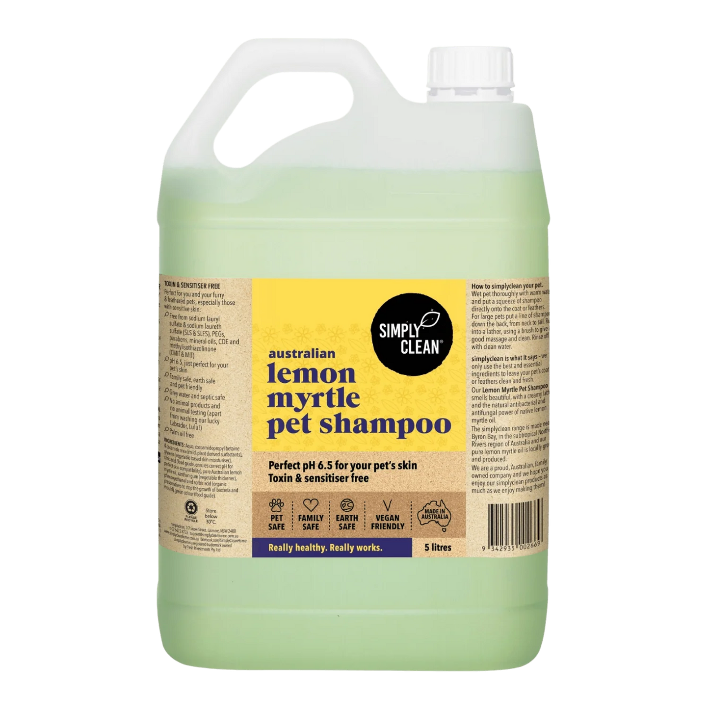 Lemon Myrtle Pet Shampoo : 250 mL / 5 Litres