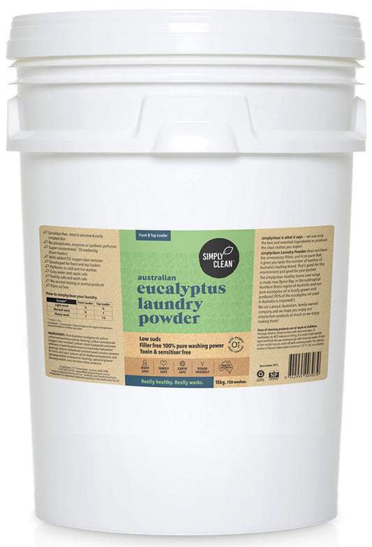 Eucalyptus Laundry Powder (FRONT & TOP) : 15 KG BUCKET/BOX